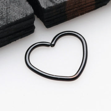 Detail View 1 of Colorline Heart Bendable Twist Hoop Ring-Black